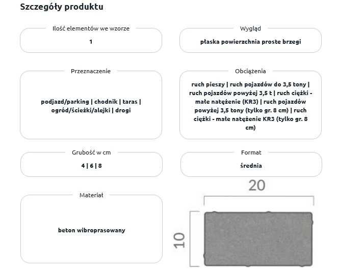 Kostka Brukowa HOLLAND CEGIEŁKA Szara Antracyt Czerwona 6cm 8cm HDS