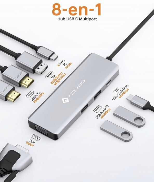 Hub Usb Novoo Hub Usb Macbook Laptop 8 Portów