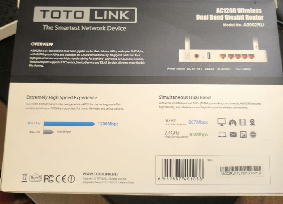 Продам роутер ТОТО LINK A3002RU