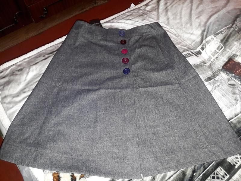 Котоновая серая дизайнерская юбка, М