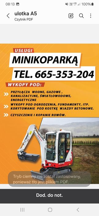USŁUGI PRZECISKI KRETEM 50mm ,130mm  Usługi minikoparka Hydrałliczne
