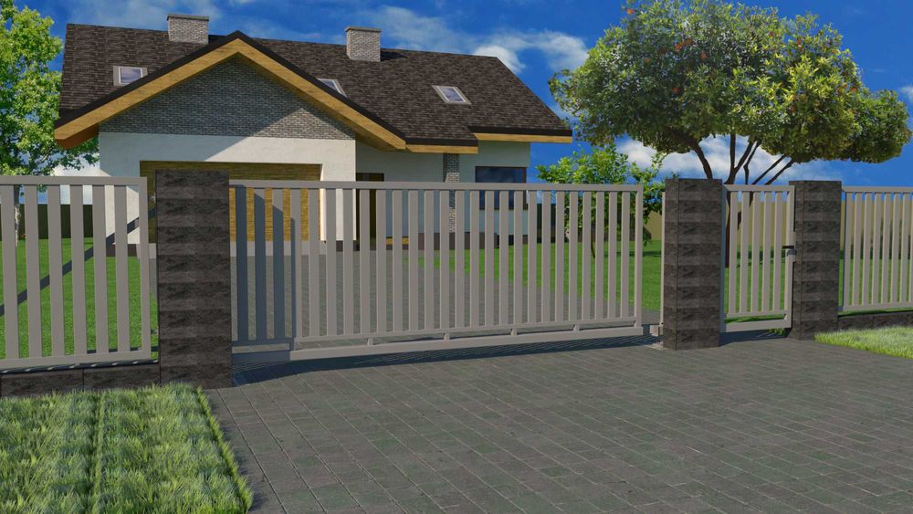 Brama przesuwna  (pion profil 80x20) 6mx1,5m ocynk PRODUCENT