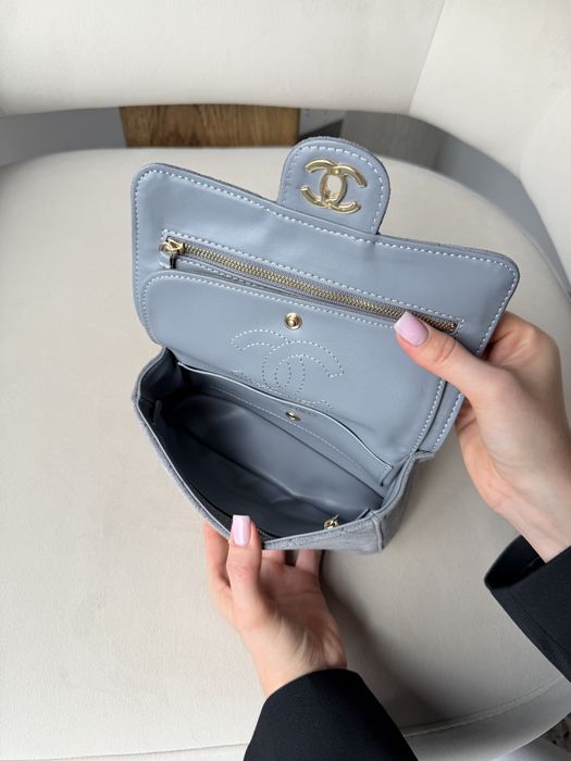 Сумка Chanel Mini Flap Bag замшева сіра