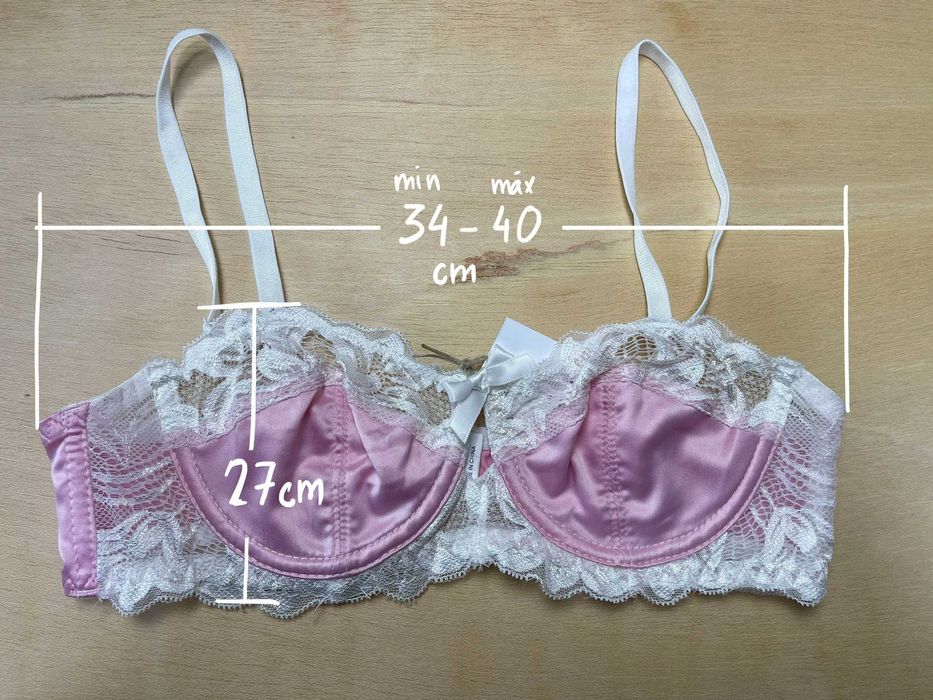 Sutiã rosa renda branca - Shein, S