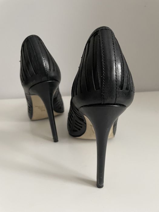Czarne, skórzane buty na obcasie River Island 39