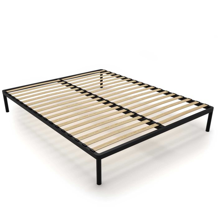 Stelaż Łóżka BED ALU 160x200  Metalowy Drewniane Listwy CZARNY