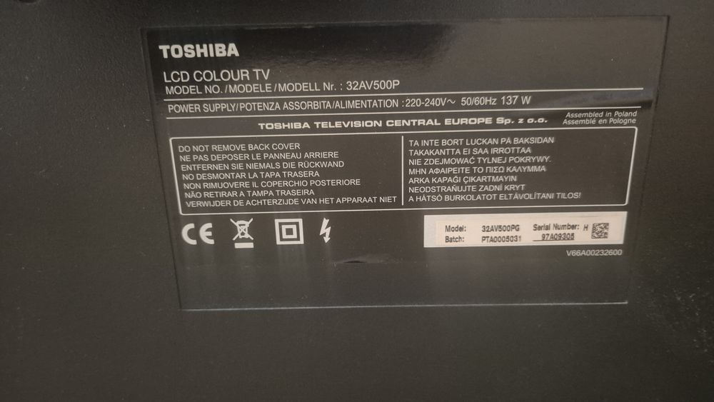 Telewizor Toshiba 32" LCD model 32AV500P
