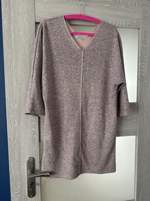 Elegancki sweter sukienka tunika z cyrkoniami MILADY – stan idealny, Made in Italy