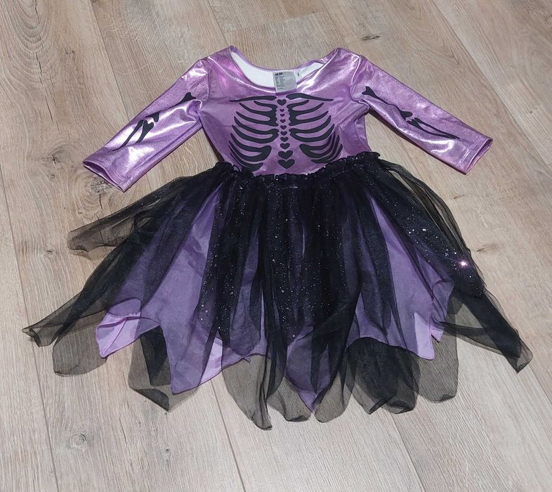 Przebranie na bal Halloween - sukienka kościotrup H&M  110/116cm