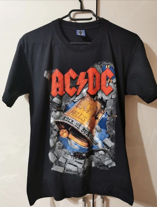 Bluzka koszulka t-shirt krótki rękaw AC/DC Hell's Bell's Rock or Bust 38 M czarna