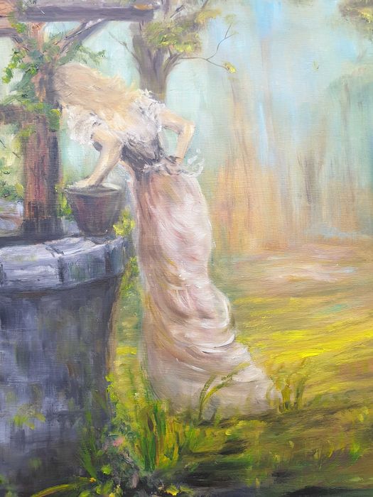 Obraz autorski oryginalny olejny Duży Las Runy 92x125 cm + rama