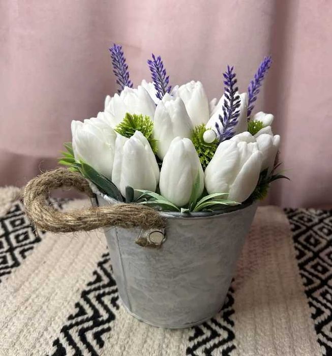 Мильна композиція - Букет тюльпанів з лавандою