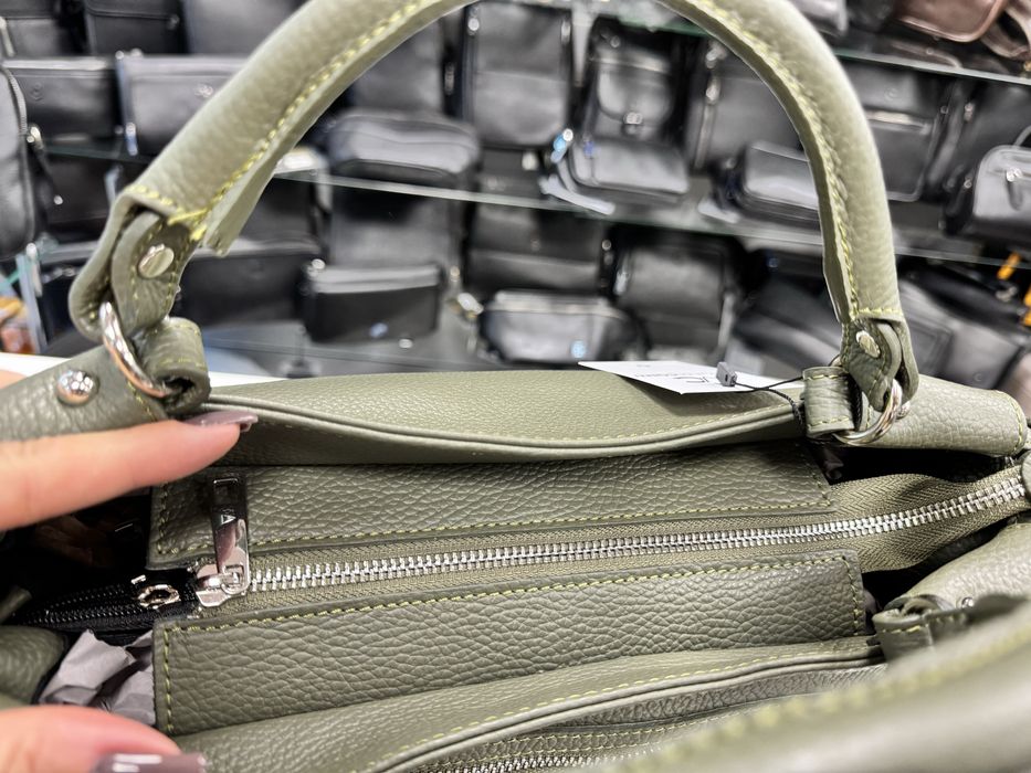 Сумка шкіряна олива коричнева джинс тауп Сумка кожаная оливковая Итали