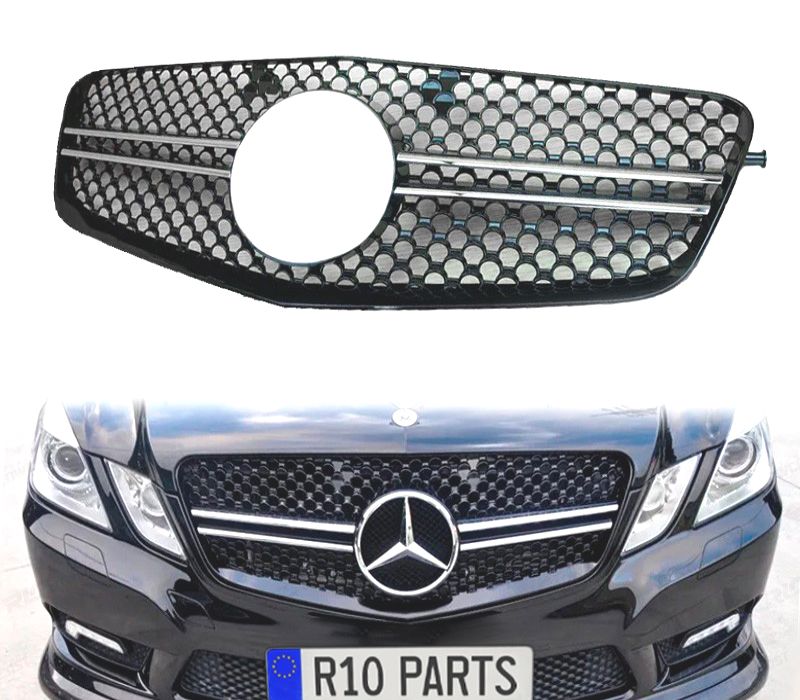 GRELHA FRONTAL MERCEDES CLASSE E W212 09-13 LOOK AMG CROMADO PRETO