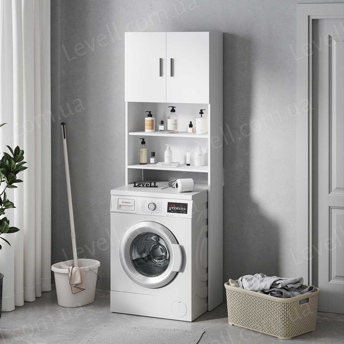 Влагостойкий шкаф с полками в ванную под стиральную машину ДСП МДФ