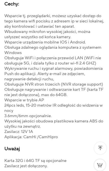 Kamera ip nowa hd wifi