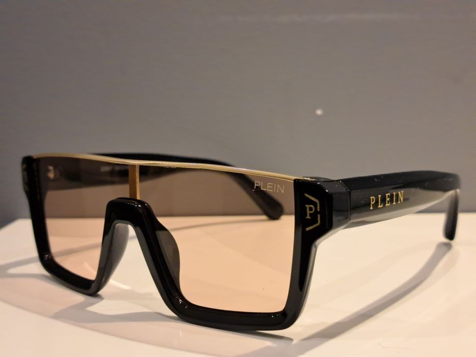 PHILIPP PLEIN męskie czarne nowe okulary przeciwsłoneczne logowane