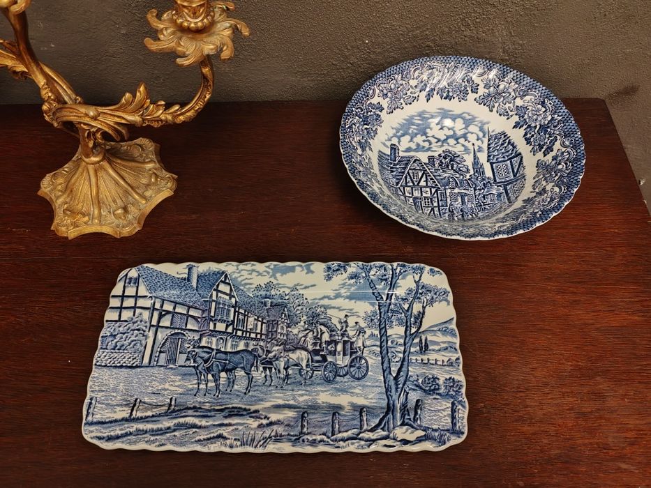 Travessa decorativa de faiança louça inglesa