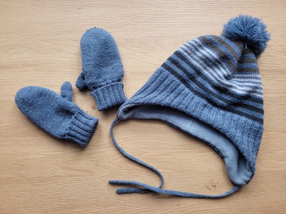 Komplet zimowy H&M rozm.86 czapka rękawiczki