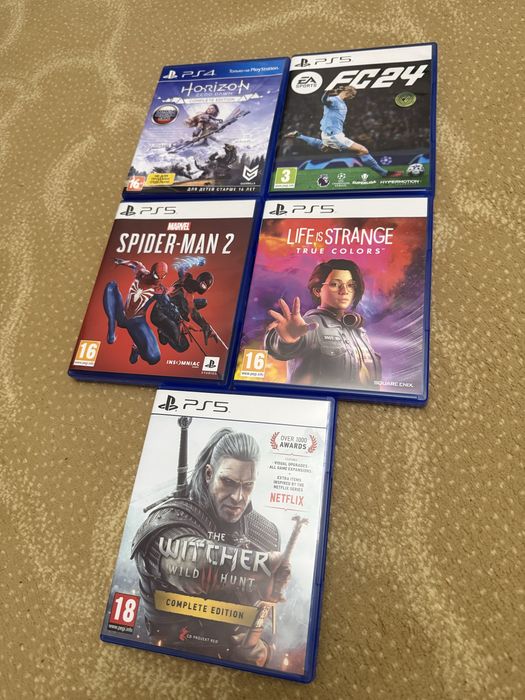 5 топових ігор для PS5 комплектом: Spider-Man 2, Witcher 3, FC 24