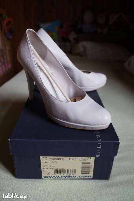 Buty ślubne RYŁKO skórzane białe o rozm. 38,5