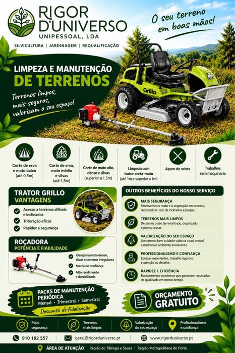 Limpeza e Manutenção de Terrenos | Tâmega, Sousa e Porto | Orçamento Gratuito