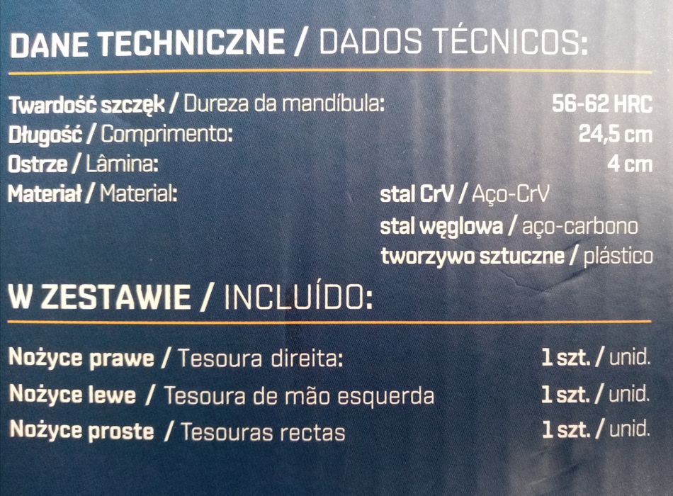 Zestaw narzędzi do cięcia blach 3szt. Nowe nie używane