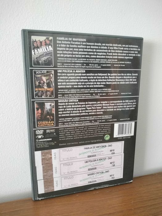 Filme DVD: Família de Mafiosos + Um Polícia a Abater + Missão Crítica