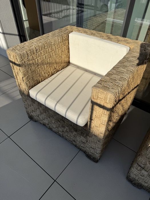 Sofás de exterior Rafia e almofadas