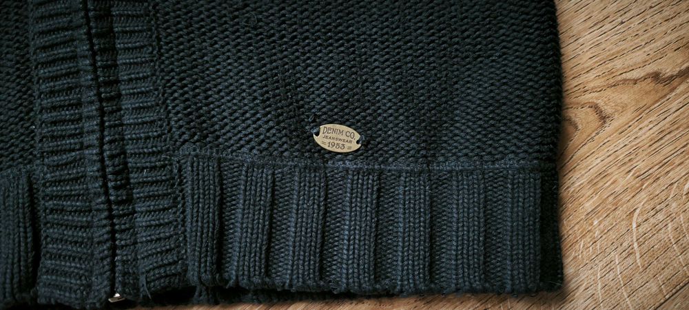 Sweter czarny rozpinany KAPPAHL stylowy romiar L