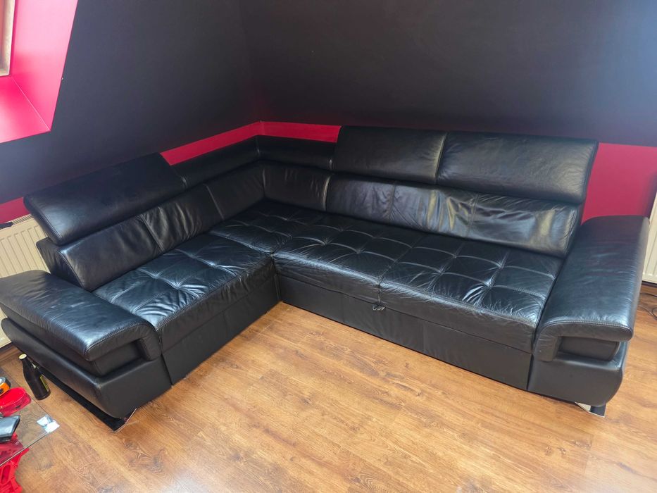 Narożnik skórzany z funkcją spania