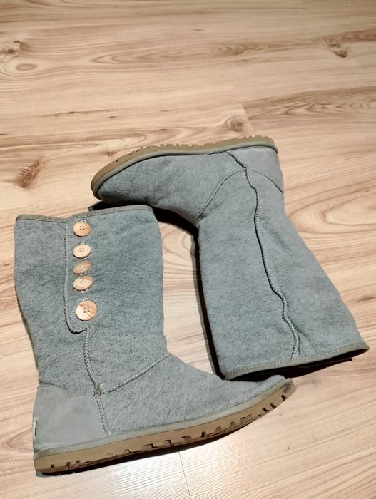 Szare Damskie Materiałowe Buty Śniegowce UGG Australia