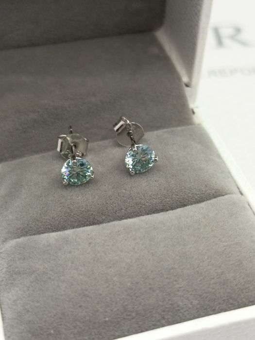 Nowe kolczyki z niebieskim moissanitem GRA 0.5ct - srebro 925