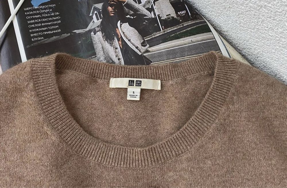 Кашемировый свитер Uniqlo Кашеміровий светр шоколадний колір