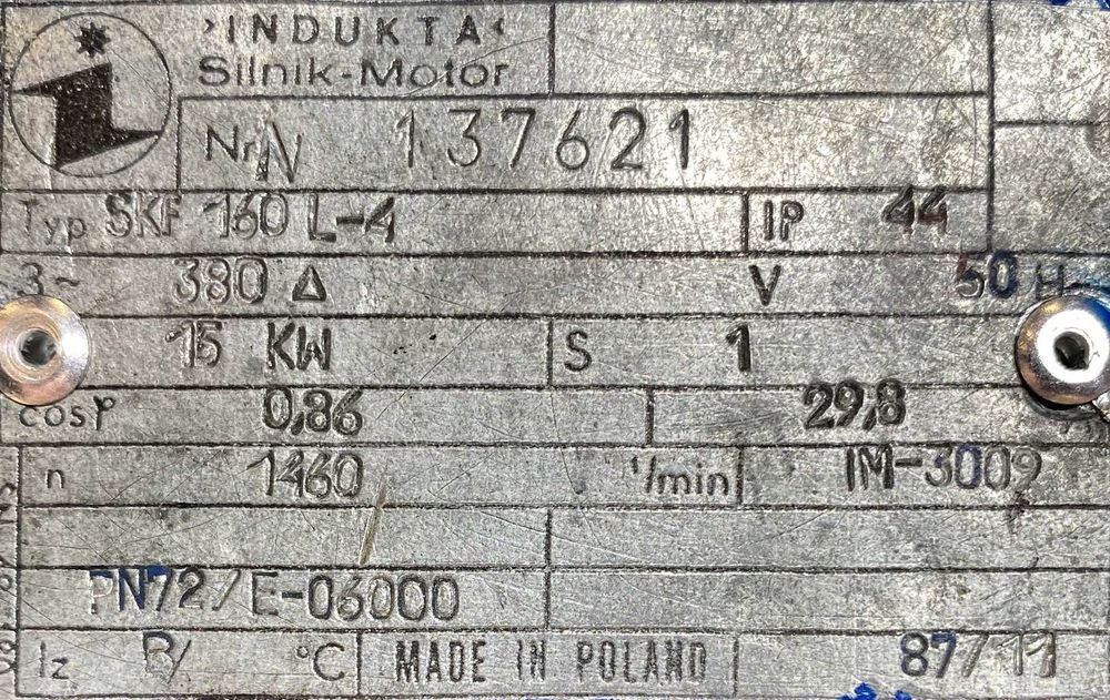 silnik elektryczny 15kW 1460obr. 3fazowy INDUKTA B3