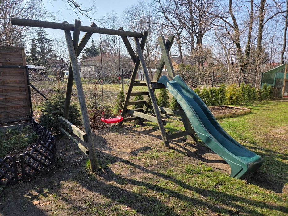 Zestaw ogrodowy zjeżdżalnia + huśtawka