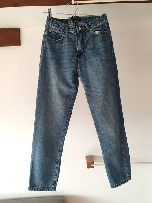 MOHITO spodnie jeans jeansy wysoki high mom fit dla niskiej 34 xs