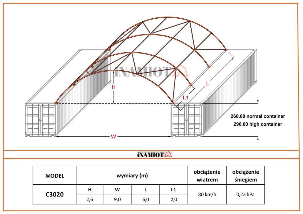 Hala łukowa zadaszanie kontenera dach 9x12 magazynowa namiotowa NOWE