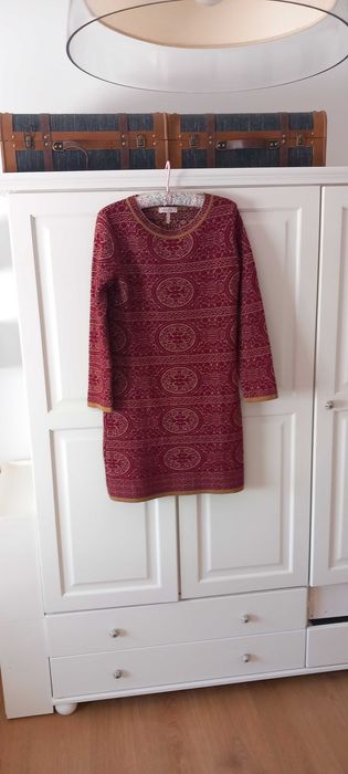 Vestido meia estação/ Inverno camel e bordeaux