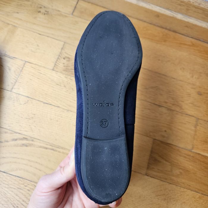 Nowe granatowe baleriny lordsy Wojas