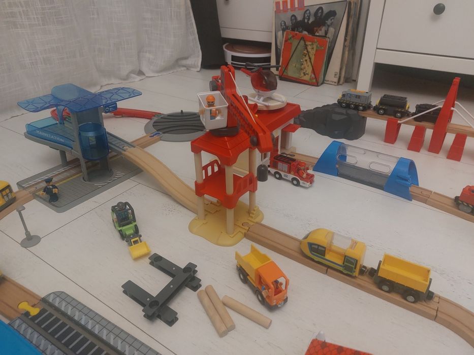 Rezerwacja!Kolejki drewniane Lidl .Mega duży zestaw.