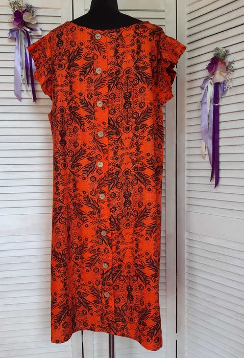 Платье миди из смесевого льна в принт в этно, бохо стиле ellie