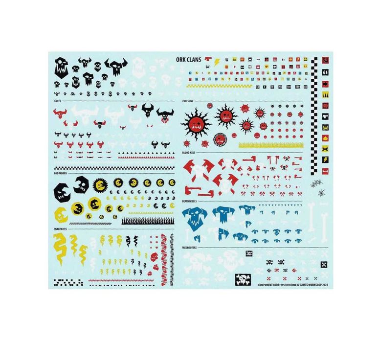 Warhammer 40000 Space Marines, Chaos, Orks Transfer Sheet Decals