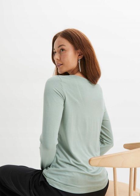 B.P.C bluzka szałwiowa z koronką przy dekolcie r.48/50