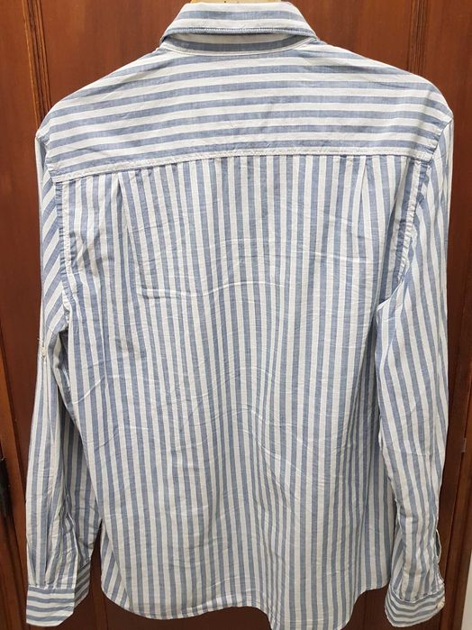 Camisa algodão linho Verão clássica azul e branca homem NOVA A ESTREAR