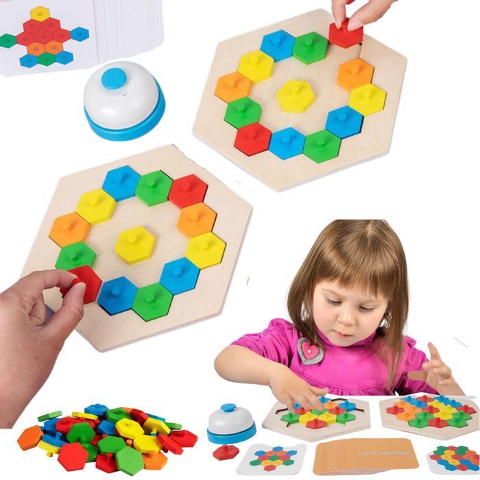 Gra Z Dzwonkiem Zręcznościowa Plaster Miodu Montessori Układanka
