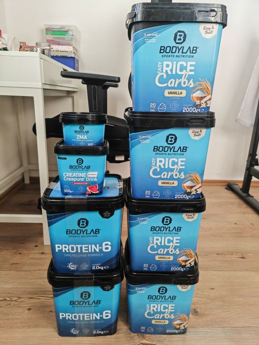 Zestaw suplementów Bodylab – węglowodany, białko, kreatyna, ZMA – nowe