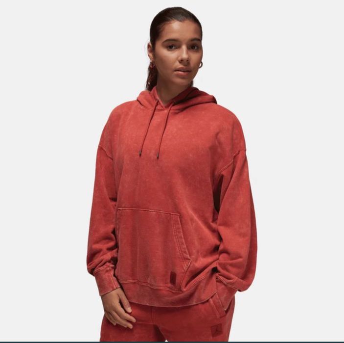 Худи женское AIR JORDAN women's flight fleece washed dune red hoodie