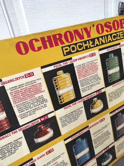 zabytkowa tablica BHP 120 cm x 80 cm Ochrony Osobiste PRL