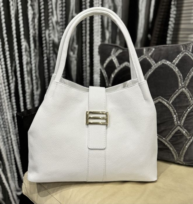 Сумка руда  чорна  біла шкіряна італійська Кожаная сумка Италия беж